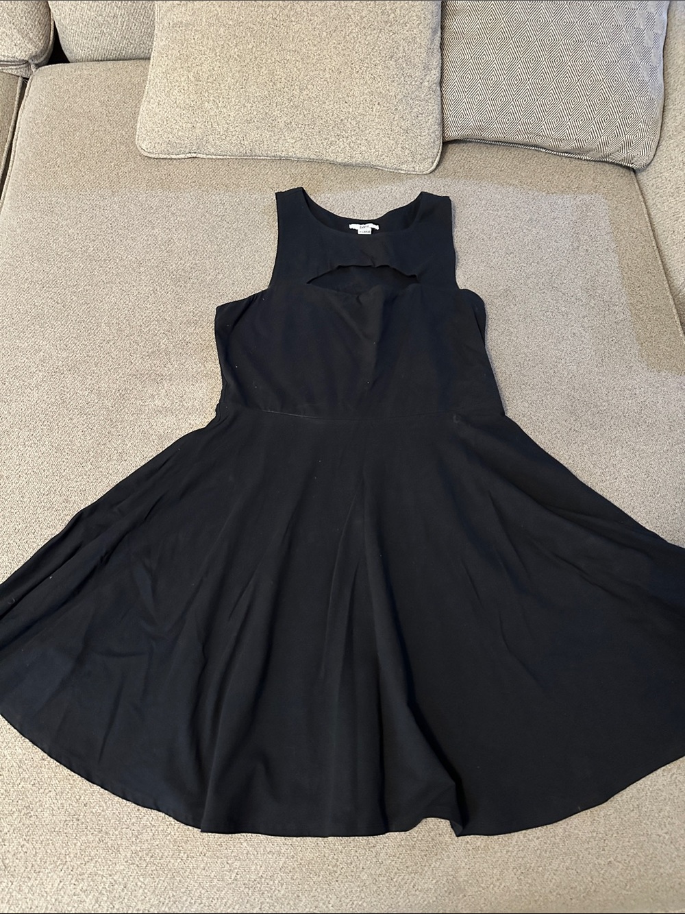 Bar III Black Sleeveless Cutout Skater Dress